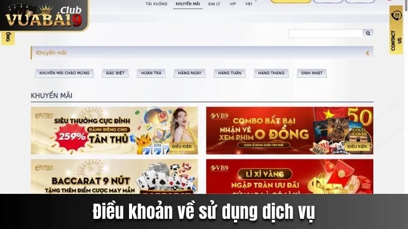 Tìm Hiểu Về Điều Khoản & Điều Kiện Của Cổng Game Vuabai9 2 Điều khoản về sử dụng dịch vụ